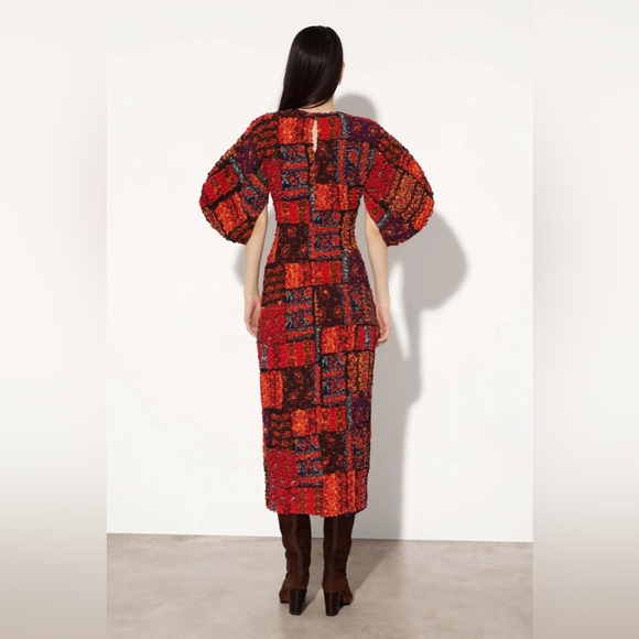 Mara Hoffman Freya Dress Popcorn Midi Todeo Print Bodycon L Celeb Style Luxury - Picture 8 of 14